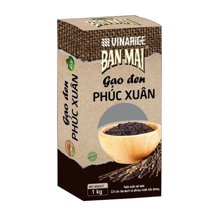 Gạo Phúc Xuân gạo lứt đen 1Kg -Vinaseed- Cơm mềm dẻo, tốt cho tim mạch và tiểu đường, giảm cholesterol, ngăn ngừa mỡ máu | BigBuy360 - bigbuy360.vn