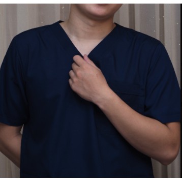 Bộ Blouse xanh tím than Nam/Nữ - Quần áo phẫu thuật - Spa - Thẩm mỹ viện