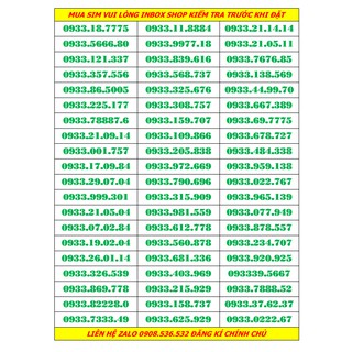 sim số đẹp mobi đầu 0933 giá bình dân