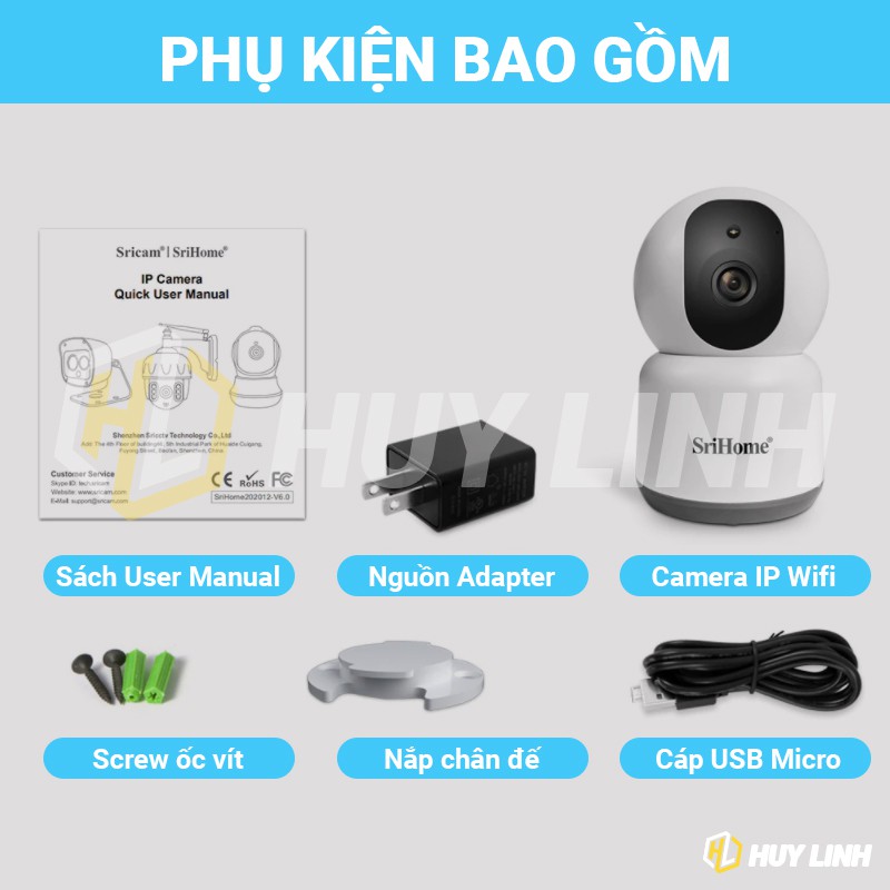 Camera Wifi Srihome SH038 4.0MP Quay đêm có màu - hỗ trợ băng tần 5G