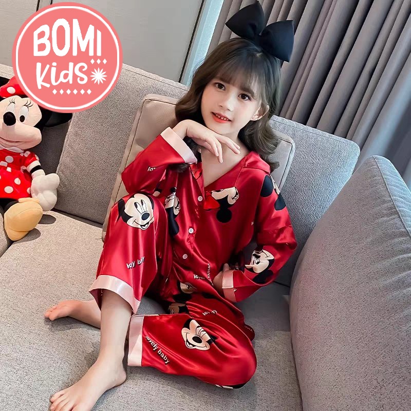 [ 9KG - 38KG ] Bộ Đồ Ngủ Pijama Dài Tay Cho Bé Chất Vải Lụa Siêu Cao Cấp