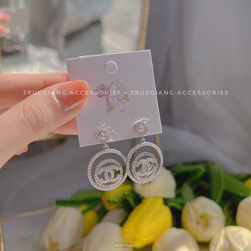 Bông tai xi bạch kim siêu sáng