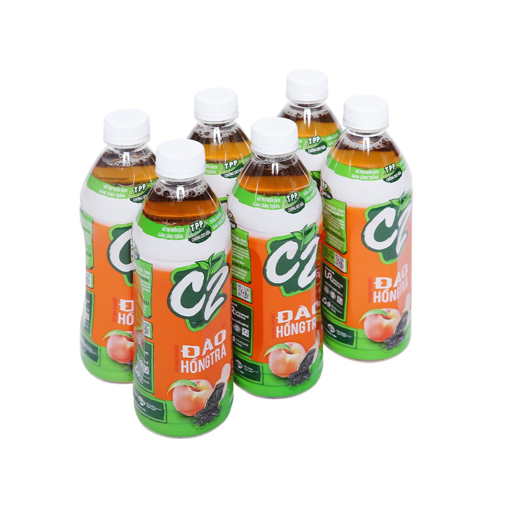 Lốc 6 Chai Trà C2 Hương Vải / Đào Hồng Trà / Dâu Anh Đào 455ml