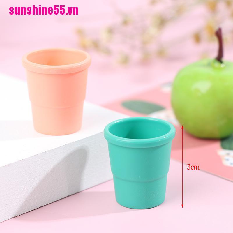 【Sunvn】2Pcs Dollhouse Miniature Bonsai Colorful Flower Pot Model Doll House De