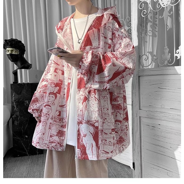 Áo Khoác Có Mũ Trùm In Hình Anime Thời Trang Mùa Thu Đông Dành Cho Nam