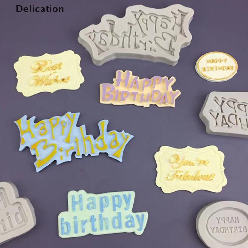 Khuôn làm bánh bằng silicon thiết kế chữ Happy Birthday 3D nhiều kiểu dễ thương