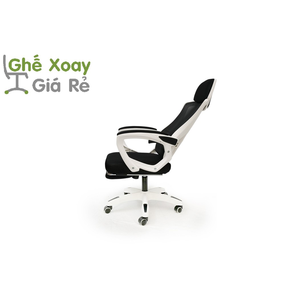 Ghế làm việc văn phòng JS-908 có tựa đầu lưng lưới, chân xoay, ngã lưng