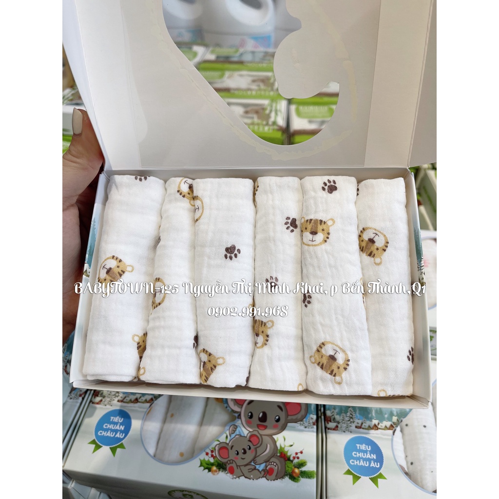 Khăn sữa xô Mipbi hộp 6 cái KT 30x30cm