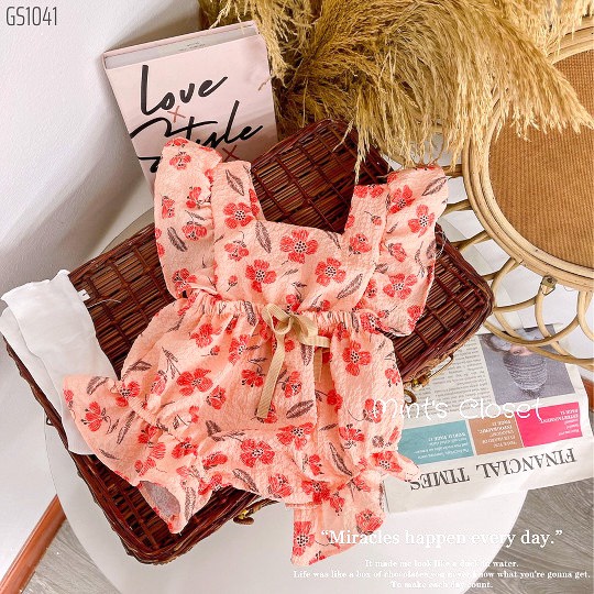 Bodysuit cánh tiên họa tiết hoa nhí cho bé gái sơ sinh sơ sinh 1 2 tuổi MINTSCLOSET Mint's Closet - GS1041