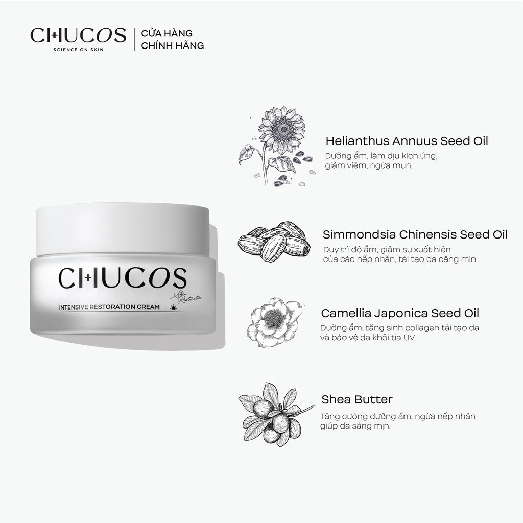 Kem dưỡng ẩm phục hồi Chucos Intensive Restoration Cream 50ml ban ngày