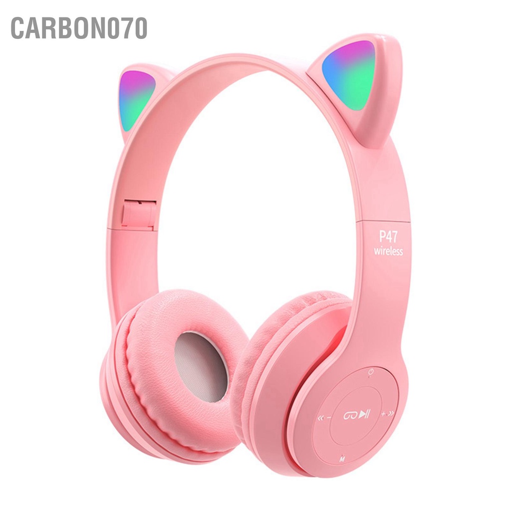 Hàng HOT Tai Nghe Mèo Bluetooth không dây dễ thương HiFi Chất lượng âm thanh Sáng chói【Carbon070】