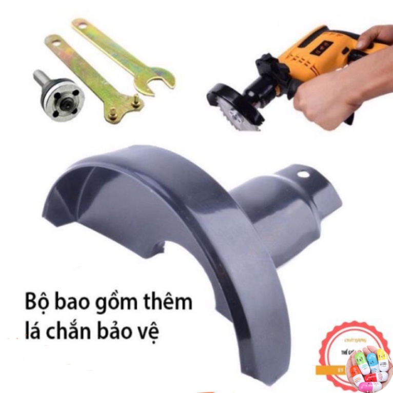 Bộ phụ kiện trục 6mm -10mm chuyển đổi máy khoan thành máy cắt đa năng có lá chắn ( có bán lẻ phụ kiện )