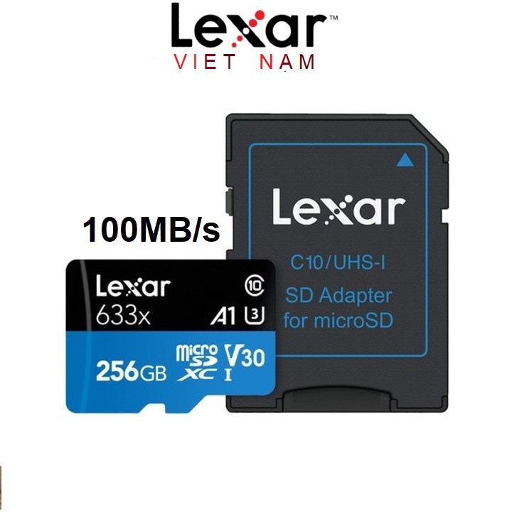 Thẻ nhớ 256GB Lexar 633x micro SDXC UHS-l V30 -100MB/s / Tặng kèm áo thẻ | BigBuy360 - bigbuy360.vn