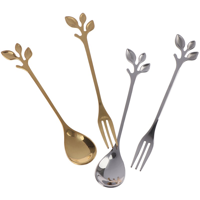 Muỗng Cà Phê Hình Chiếc Lá Bằng Thép Không Gỉ