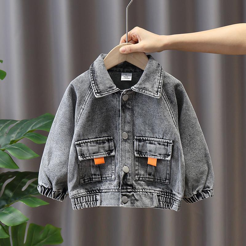 Áo khoác denim dáng rộng thiết kế đơn giản thời trang xuân thu mới cho bé