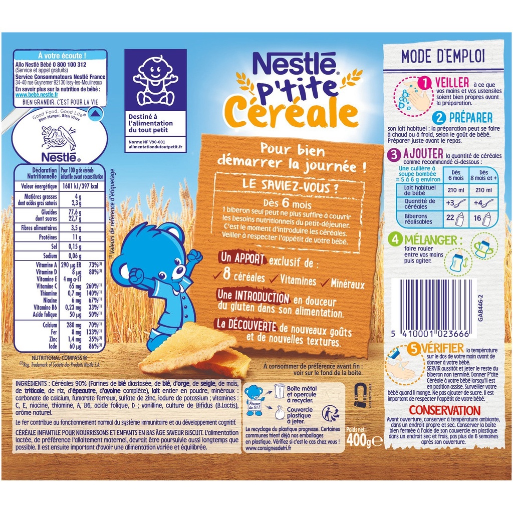 Bột lắc pha sữa Nestle Pháp cho bé lon 400gr