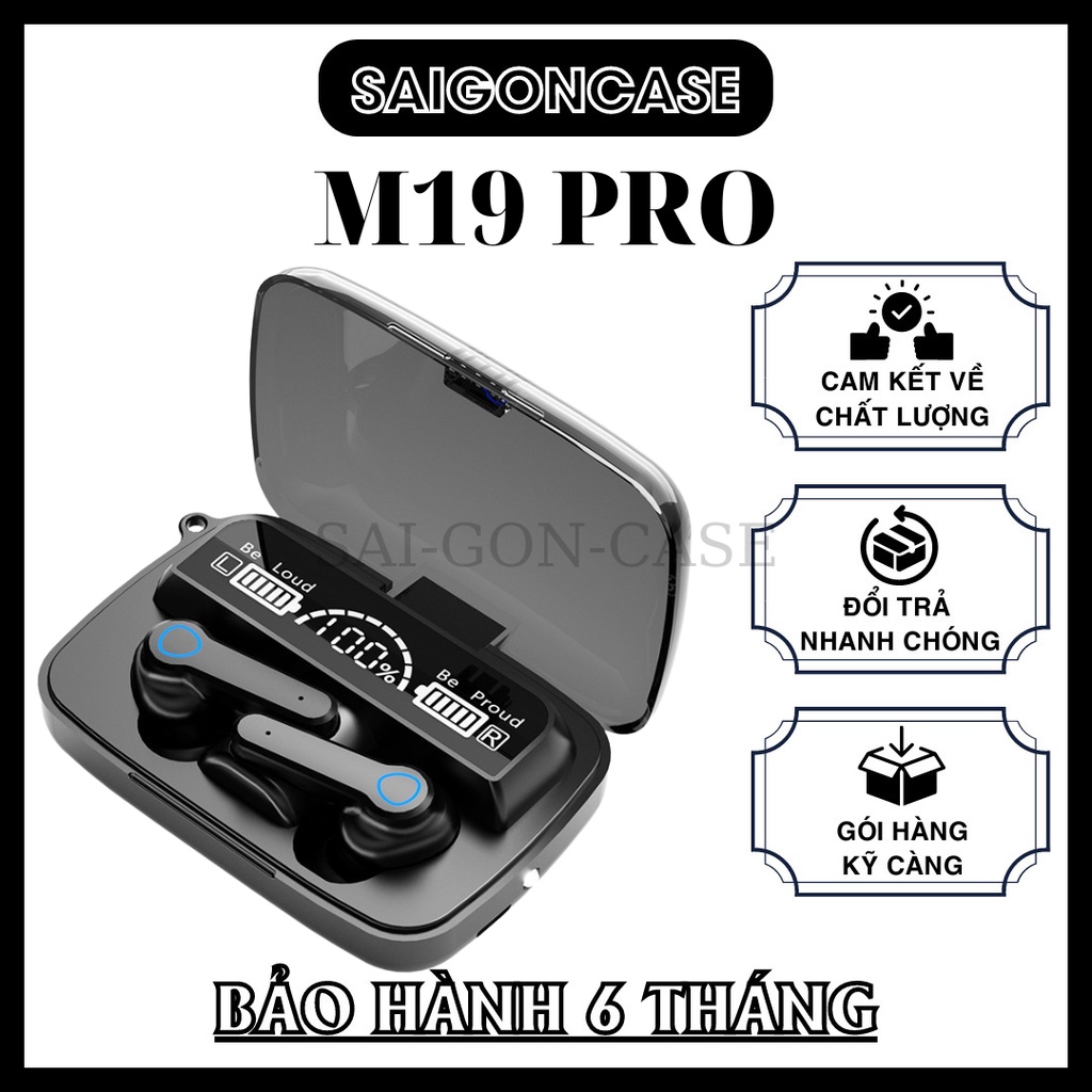 Tai Nghe Bluetooth M19 Cảm Ứng Thông Minh Chống Ồn Tốt Bass Mạnh Pin 2500mah-mã m19