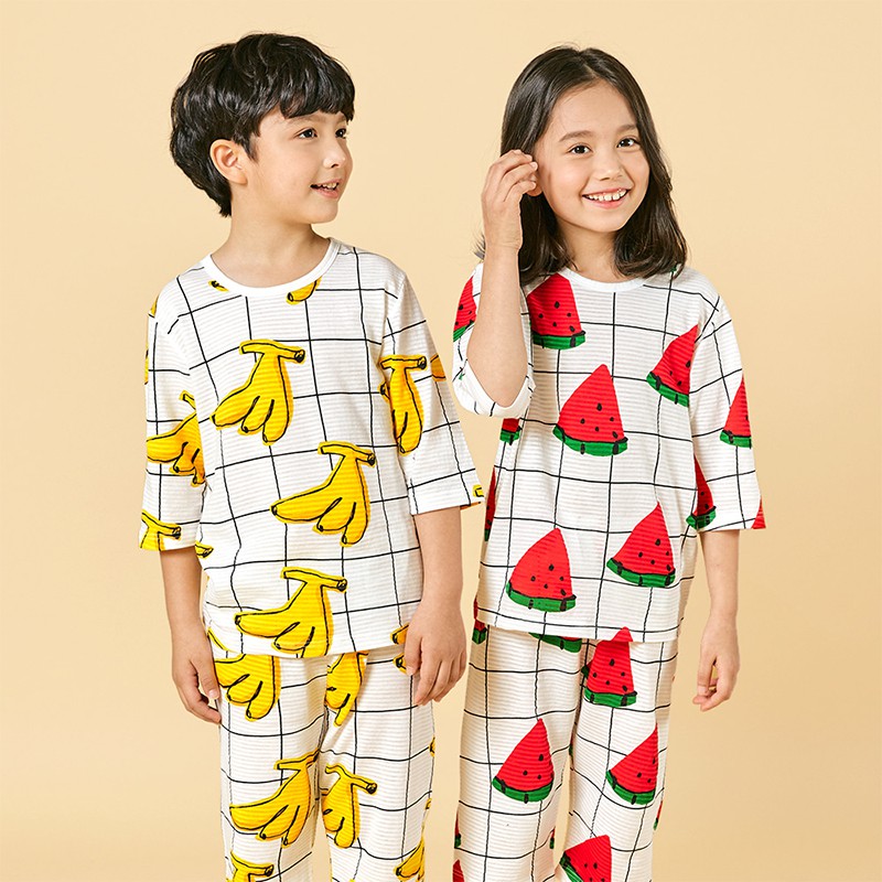 Đồ bộ lửng quần áo thun cotton giấy mặc nhà mùa hè cho bé gái Unifriend Hàn Quốc U2018