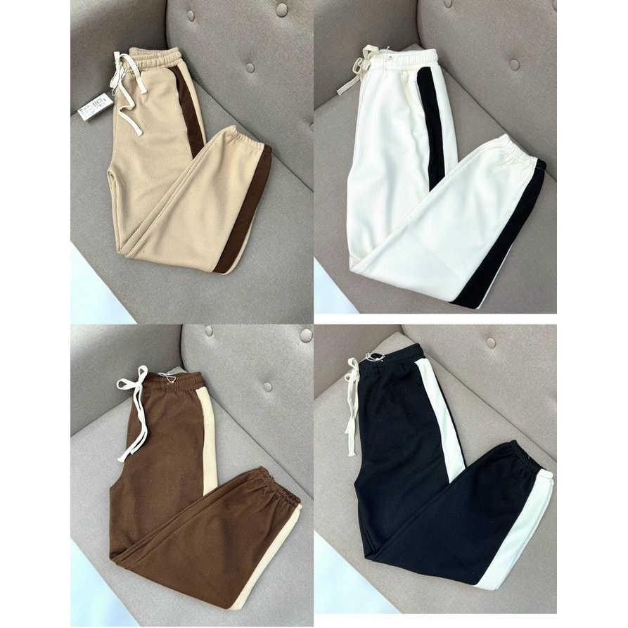 Quần Jogger thể thao nữ cao cấp - jogger nữ chất liệu nỉ tăm dày dặn viền sọc MO666 có dây rút