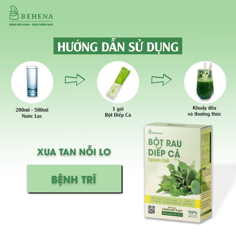 Bột diếp cá nguyên chất Behena 50gr