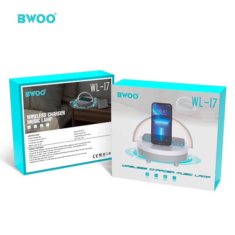 Đèn ngủ kiêm sạc không dây, tích hợp loa bluetooth BWOO, sạc nhanh 15W, thiết kế nhỏ gọn, đơn giản