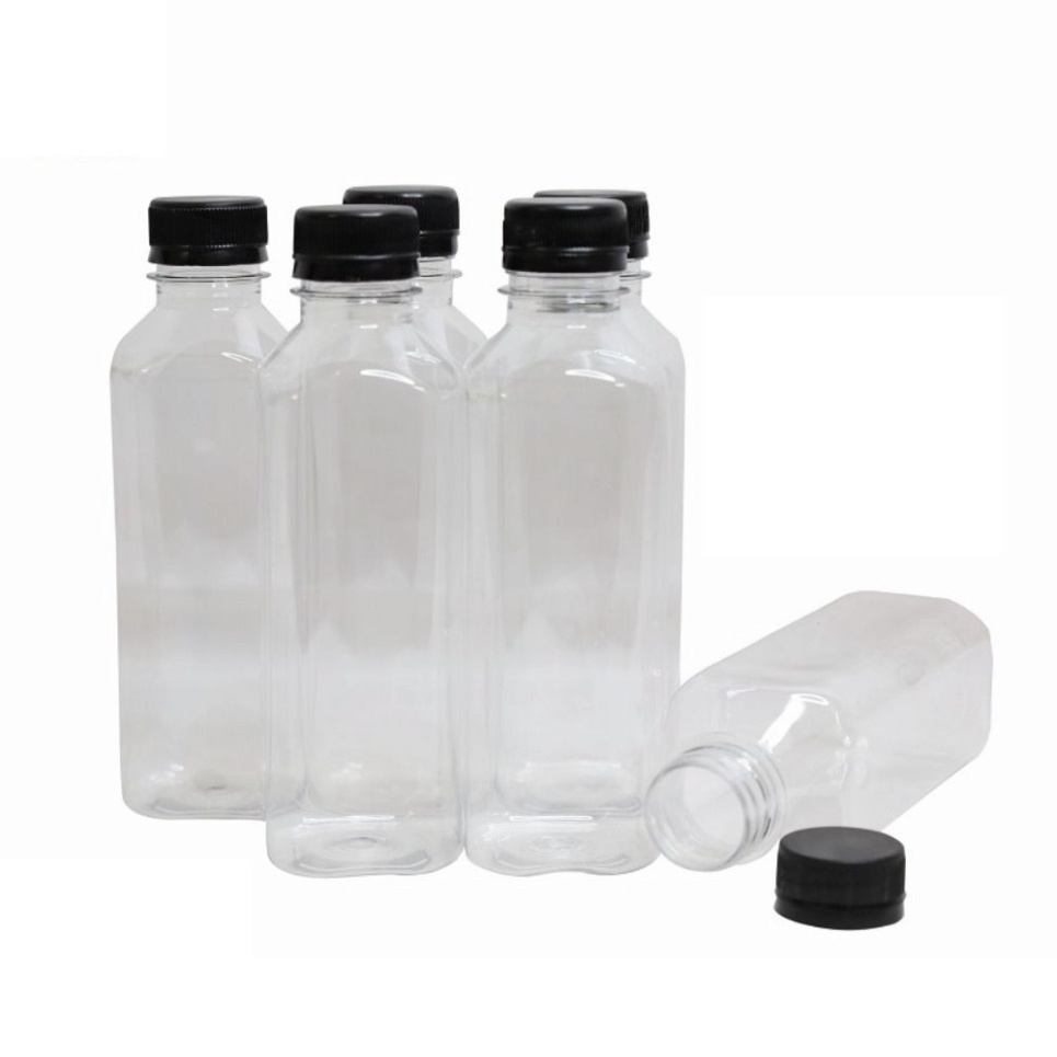 set 100 chai nhựa vuông nắp đen làm trà thái, trà sữa 330ml