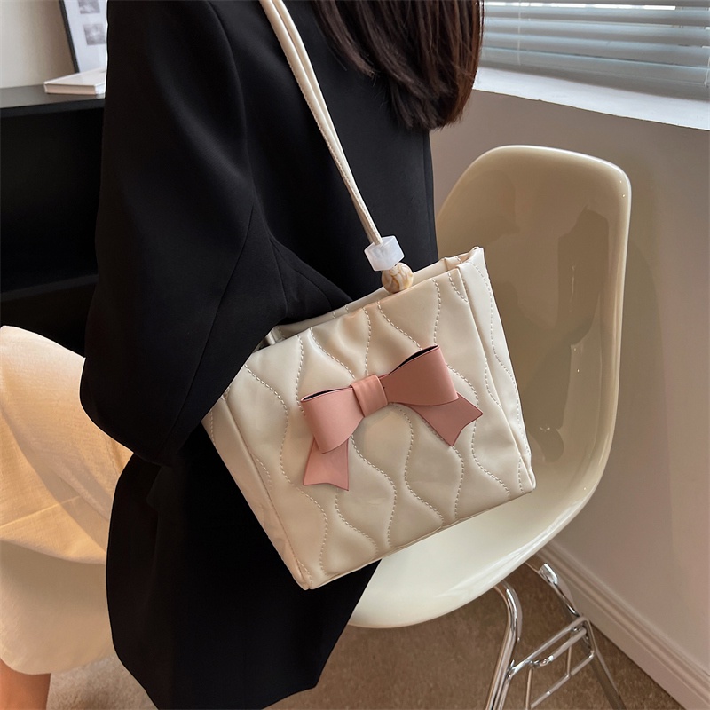 Túi Tote Túi Đeo Chéo Nữ Bằng Da Cỡ Lớn Phối Nơ Xinh Xắn