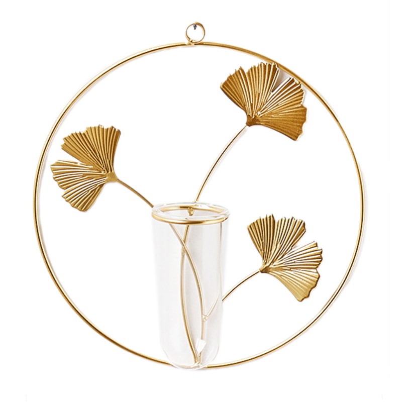 Bình Hoa Thủy Tinh Kèm Giá Đỡ Kim Loại Treo Tường Trang Trí Nội Thất