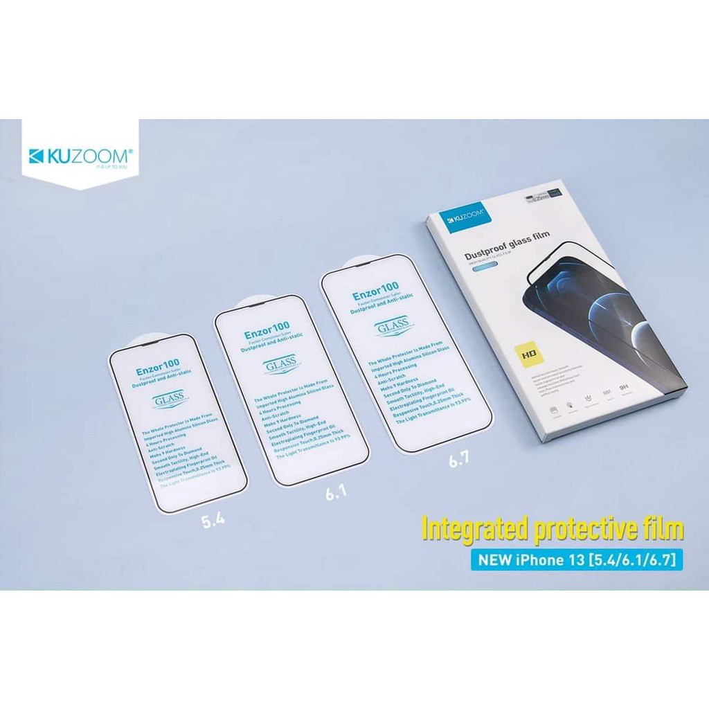 ⚡ Iphone 14 ⚡ Kính cường lực Kuzoom 9D chống bụi màn loa iPhone 13 Mini, 13, 13 Pro, 13 Pro max Full màn hình siêu xịn