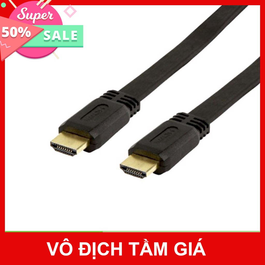 Dây HDMI - Cáp HDMI 5 mét - Màu đen, loại dẹt - Full HD - Bảo hành 3 tháng