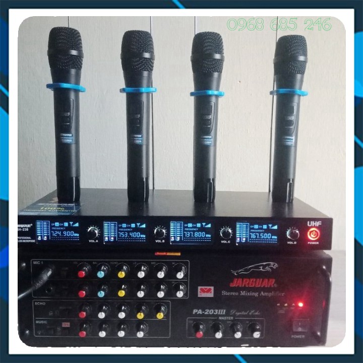 Micro không dây shure 238 đa năng - 4 tay mic karaoke bluetooth Cao Cấp _ Nhật Việt official .