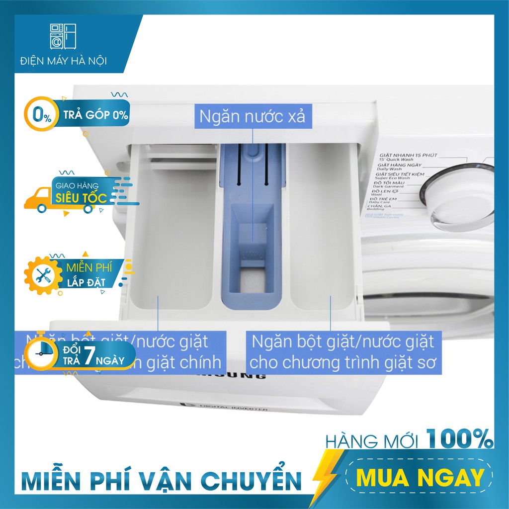 Máy giặt Samsung AddWash Inverter 8 kg WW80K52E0WW/SV