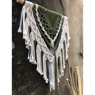 Mành trang trí macrame phối trắng xanh