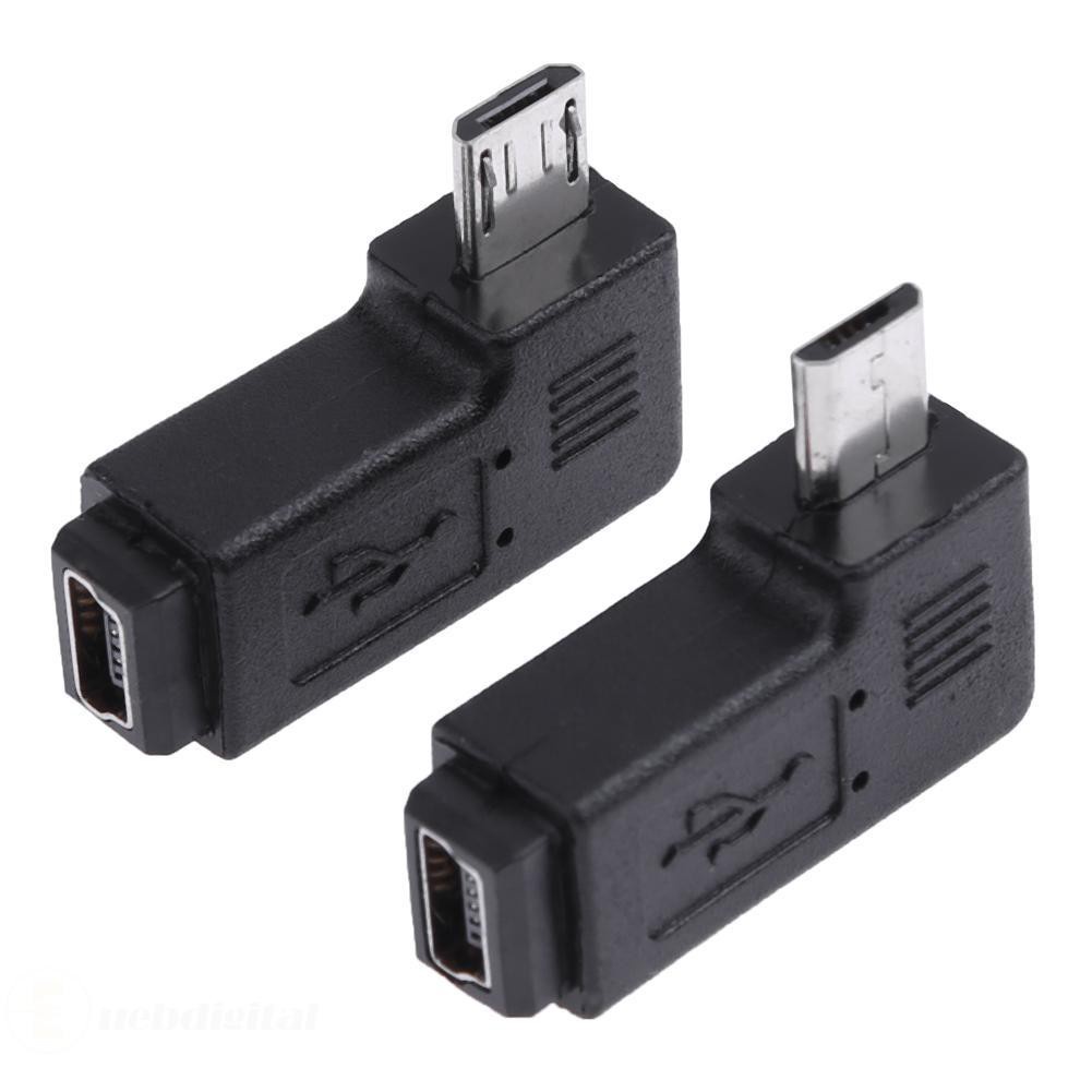 2 Đầu Chuyển Đổi 90 Độ Mini Usb Female Sang Micro Usb Male