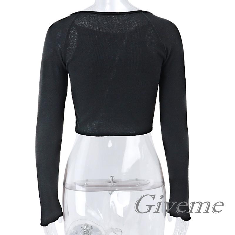 Áo Thun Nữ Tay Dài Cổ Tròn Dáng Rộng Màu Sắc Đơn Giản