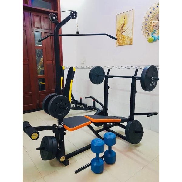 Combo ghế tập tạ đa năng tại nhà.