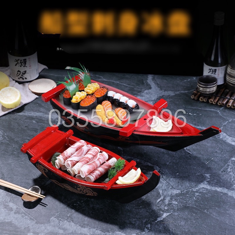 Thuyền SUSHI - SASHIMI , CÁ HỒI , trang trí sushi, sashimi
