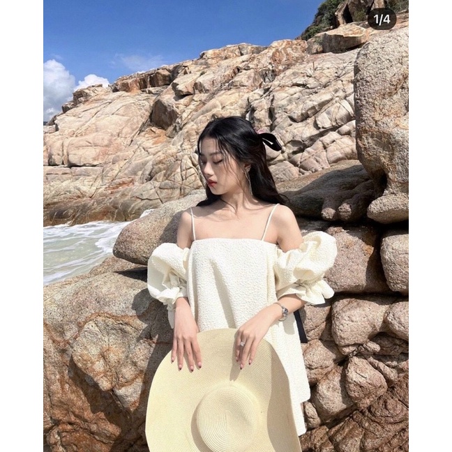 ĐẦM RỚT VAI BỒNG KEM