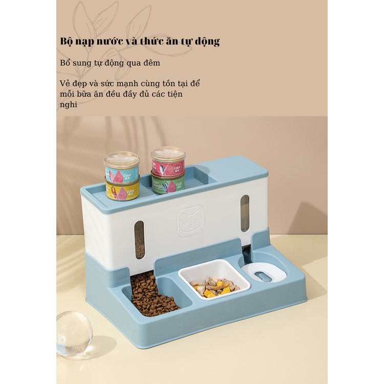 Bộ bình nạp nước và thức ăn tự động cho chó mèo, bát ăn uống nước cho chó mèo