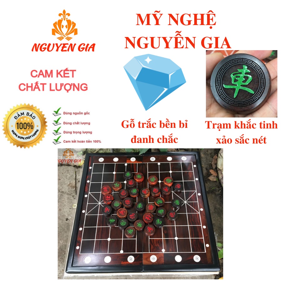 Combo Bộ bàn cờ Tướng gỗ Trắc quân gỗ Trắc đường kính 4 cm