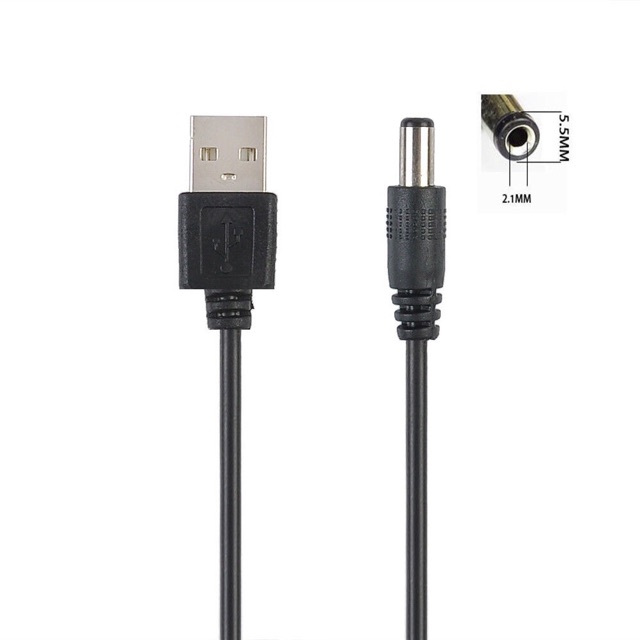 Cáp Sạc Loa Phóng Thanh Từ USB Sang DC 5.5mm Màu Đen Dài 70cm