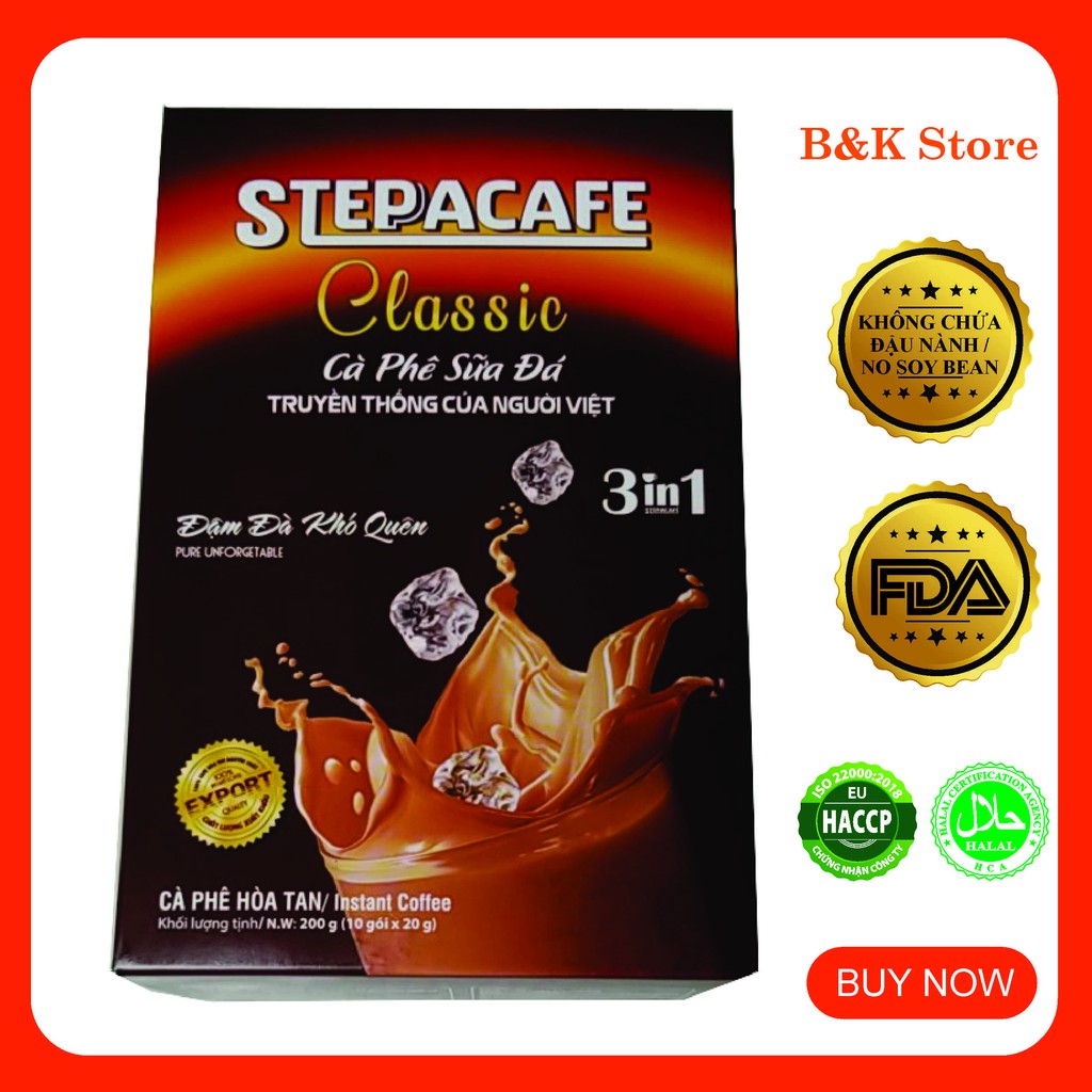 Steppacafe - Cafe Sữa Đá Truyền Thống Clasic 3 Trong 1 (Sản Phẩm Không Chứa Đậu Nành)