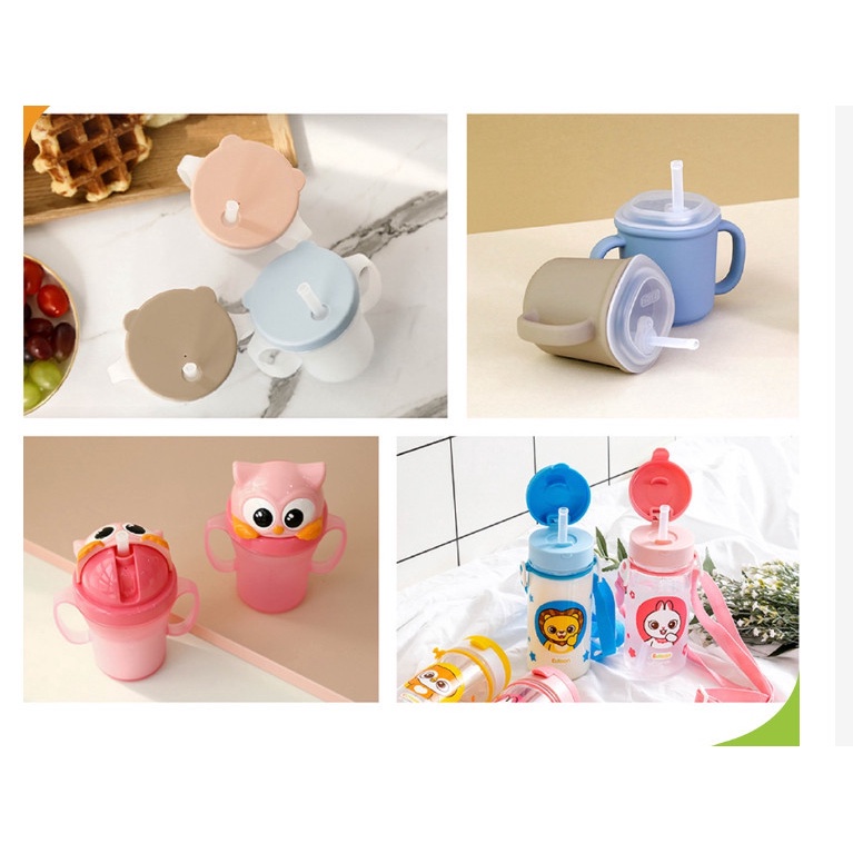 Made in Korea Set ống hút sữa silicon đa năng Edison chính hãng Hàn Quốc cho bé tập hút màu trắng mã 3024