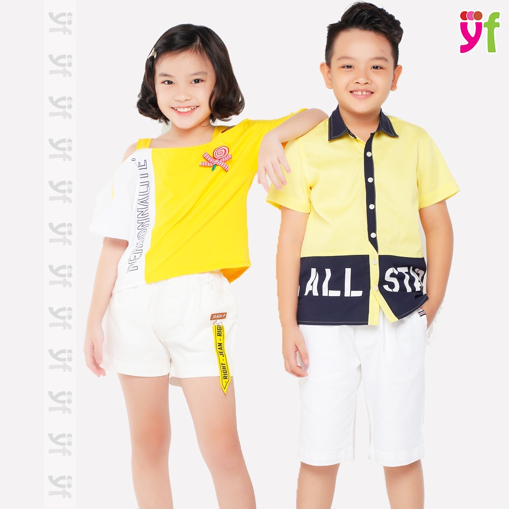 Áo Thun Bé Gái Hở Vai Thiết Kế Tay Lửng YF - 9AX323