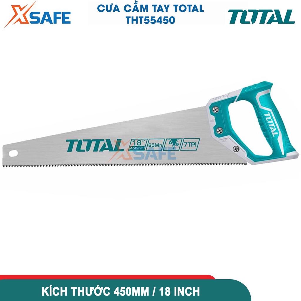 Cưa gỗ cầm tay 450mm TOTAL THT55450 cưa lá liễu bền chắc chống gãy cắt cành làm mộc chịu nhiệt lực tốt không cong vênh