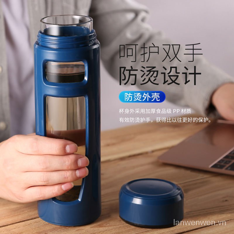 Bình nước thủy tinh chịu nhiệt thiết kế thời trang dung tích lớn 1000ml