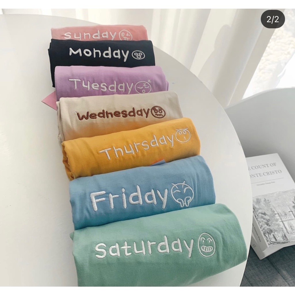 Áo thun thêu chữ 7 ngày trong tuần, áo phông nam nữ unisex cặp đôi Bencyshop