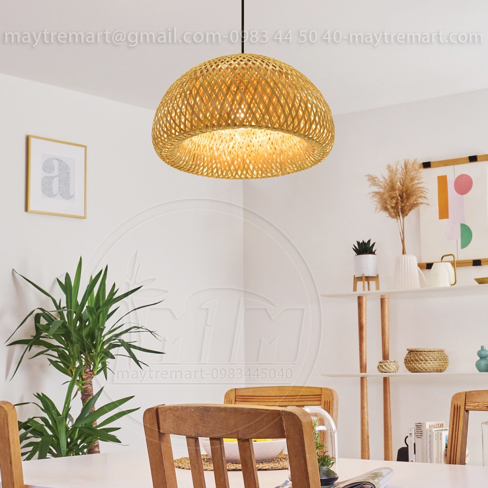 Đèn tre nấm 2 lớp MTDT07 - Đèn mây tre, Đèn trang trí, Đèn treo thả