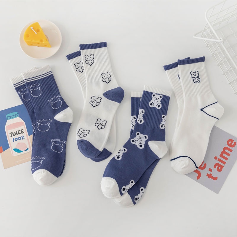 Tất nữ vớ nữ cổ cao họa tiết dễ thương cute Hàn Quốc giá rẻ LADONA T17