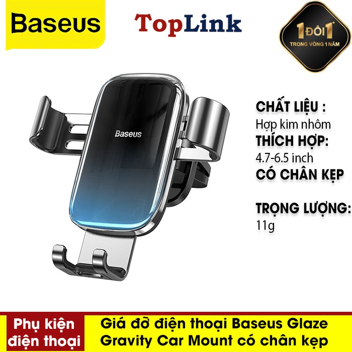 Giá Đỡ Điện Thoại Ô Tô, Giá Kẹp Điện Thoại Ô TÔ Baseus Glaze Gravity Car Mount Có Chân Kẹp Vào Cửa Gió Điều Hòa